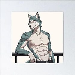 Legoshi Wolf Beastars Anime Design Manga Style Poster