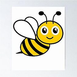 Cute Friendly Bee and Puppy Cat Poster