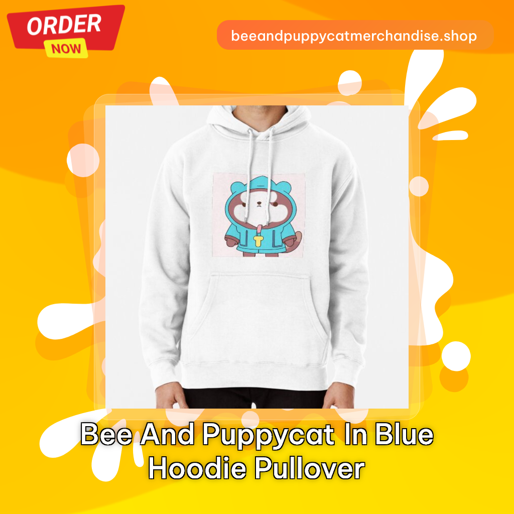 Bee and PuppyCat in Blue Hoodie Pullover