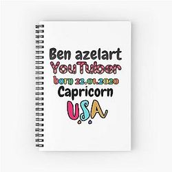 Ben Azelart YouTuber Spiral Notebook
