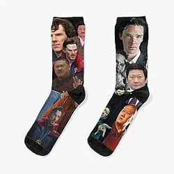 Benedict Wong + Benedict Cumberbatch Doctor Strange photo collage Socks