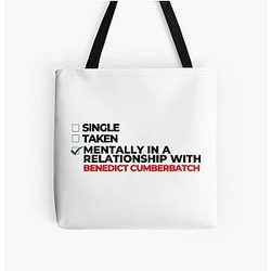 Mentally In Relationship With Benedict Cumberbatch All Over Print Tote Bag