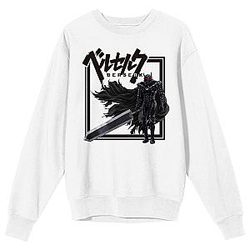 Berserk Warrior Silhouette Adult White Crew Neck Sweatshirt