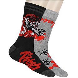 Berserk Men's Guts Anime Manga Adult Knit Crew Socks 2 Pair Fits Shoe sizes 8-12