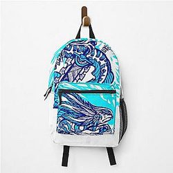 Blue axolotl warrior backpack