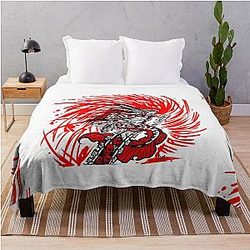 Red Warrior Axolotl Berserk Throw Blanket