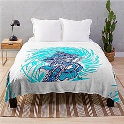 Blue Axolotl Berserk Throw Blanket