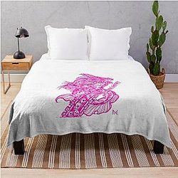 Pink Axolotl Berserk Throw Blanket