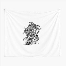 Black Berserk Axolotl Warrior Tapestry
