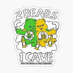 2 Bears 1 Cave with Tom Segura and Bert Kreischer Beer and Weed Sticker