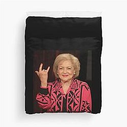 Betty White Happy 99th Beauty Sleep Ugly Funny Quote Tshirt Duvet Cover