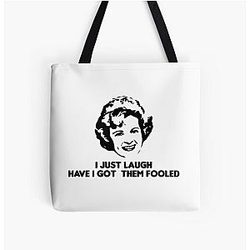 Betty White I just laugh have I got them fooled t-shirt, Betty White All Over Print Tote Bag