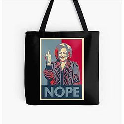 Betty White T-Shirt, Betty White Middle Finger Up All Over Print Tote Bag