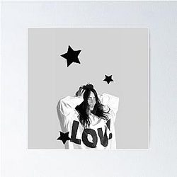 Grayscale Billie Eilish Star Sweatshirt Poster with LOVE Design