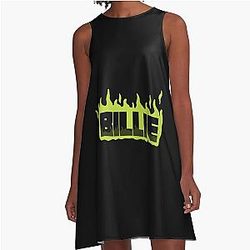 Billie Eilish Green Flames Style Perfect Gift A-Line Dress