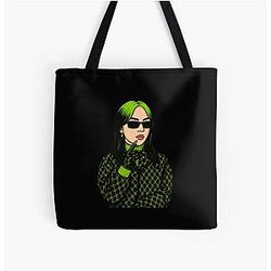Billie Eilish Pop-Art Poster - A Tribute to Her Iconic Sound Visual Era All Over Print Tote Bag