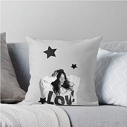 Grayscale Billie Elish Star Design with LOVE Sweatshirt Pillow