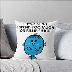 Little Miss I Spend Too Much on Billie Eilish Throw Pillow