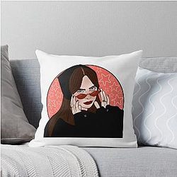 Billie Eilish with Sunglasses Transparent Drawing Star Background Throw Pillow
