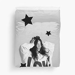 Grayscale Billie Eilish Design Sweatshirt Duvet Cover