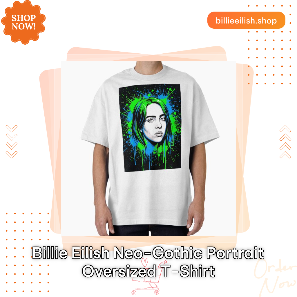 Billie Eilish Neo-Gothic Portrait Oversized T-Shirt
