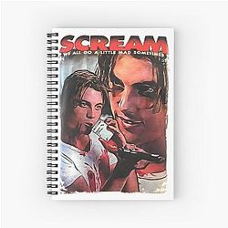 Scream movie. Billy Loomis, Skeet Ulrich, a spiral bound notebook