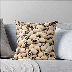 An extreme macro image of Black Eyed Peas Throw Pillow