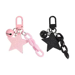 Blackpink Keychains – Cute Ornament Glitter Stars Pendant Pink and Black Star Car Key Chain