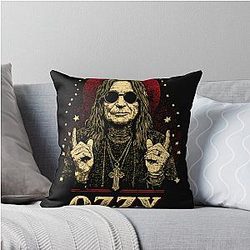 Rip Singers Legend Metal Vintage Black Sabbath Ozzy Throw Pillow