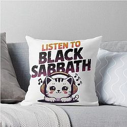 Listen to Black Sabbath for Cat lovers Black Sabbath Throw Pillow