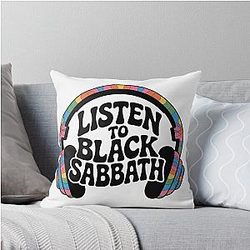 Listen to Black Sabbath Throw Pillow