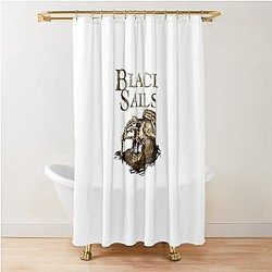 Black Sails Golden Skull Logo Shower Curtain