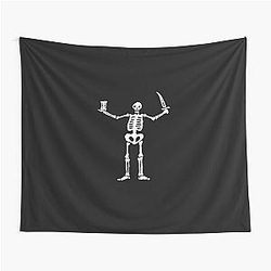 Black Sails Pirate Flag White Skeleton Tapestry