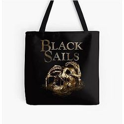 Black Sail Golden Over Print Tote Bag