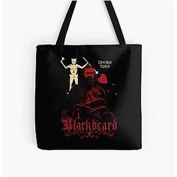 Black Blackbeard All Over Print Tote Bag