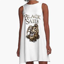 Black Sails Golden Skull A Line Dress