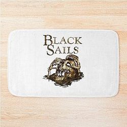 Black Black Sails Golden Skull Logo Bath Mat