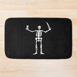 Black Sails Pirate Flag White Skeleton Bath Mat
