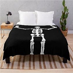 Black Pirate Flag White Throw Blanket