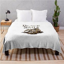 Black Sails Golden Skull Logo Throw Blanket