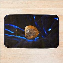 Golden Seed Pod Blue Velvet Bath Mat