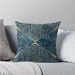 Art Deco Duck Blue Velvet Pillow