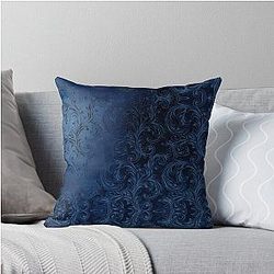 Faux Blue Velvet Throw Pillow