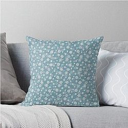 Christmas Icy Blue Velvet Snowflake Throw Pillow
