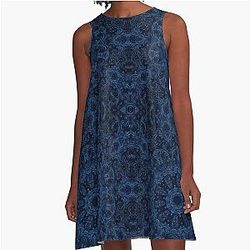 Blue Velvet A-Line Dress