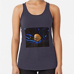 Golden Seed Pod on Blue Velvet Racerback Tank Top