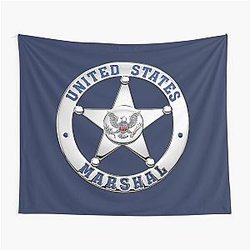 U.S. Marshals Service USMS Badge over Blue Tapestry