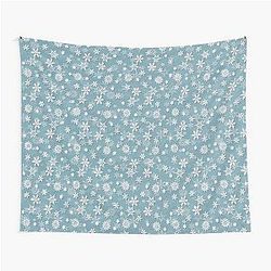 Christmas Icy Blue Velvet Snowflake Tapestry
