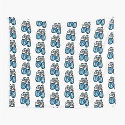 Christmas Blue Gloves Plaid Ribbon Santa Tapestry
