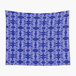 White Lace on Blue Velvet Abstract Tapestry